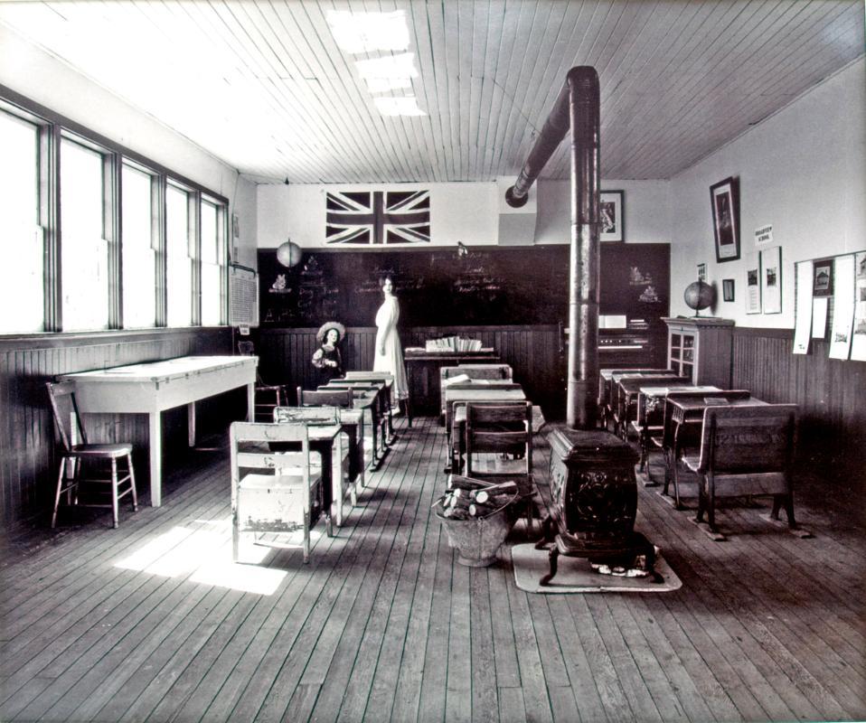 Highland School Interior, Built in 1897, Saskatchewan Historian John Archer, 1981