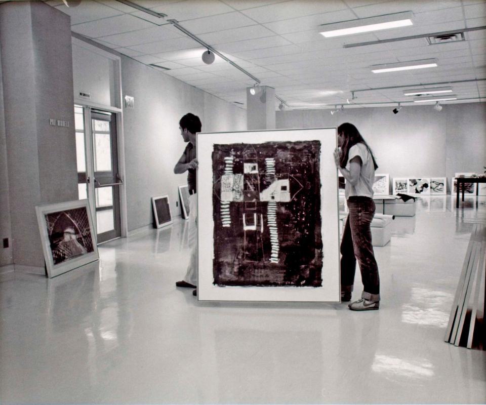 The Gordon Snelgrove Art Gallery.  Pat Riddell Takes Down Her Master of Fine Arts Show.  U of S, 1981.