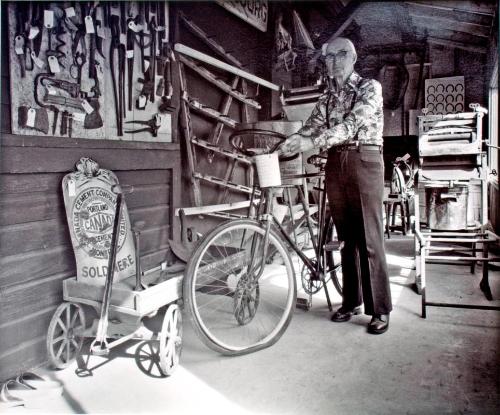 Strasbourg and District Museum, Herb Hey Models a Bicycle Built in 1901. It Was Built with the Steering Wheel, 1981