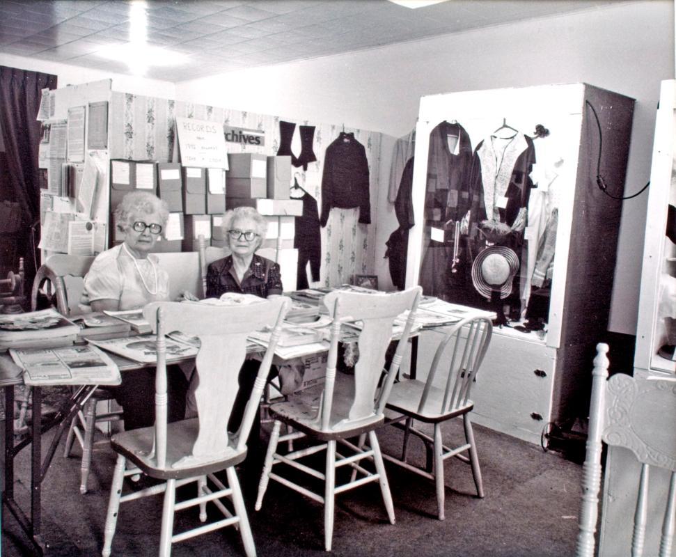 Wolverine Hobby and Historical Society.  Florence Barker, left, and Verna Gillilard play an active role in the W.H.H.S., 1981