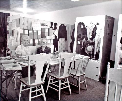 Wolverine Hobby and Historical Society.  Florence Barker, left, and Verna Gillilard play an active role in the W.H.H.S., 1981