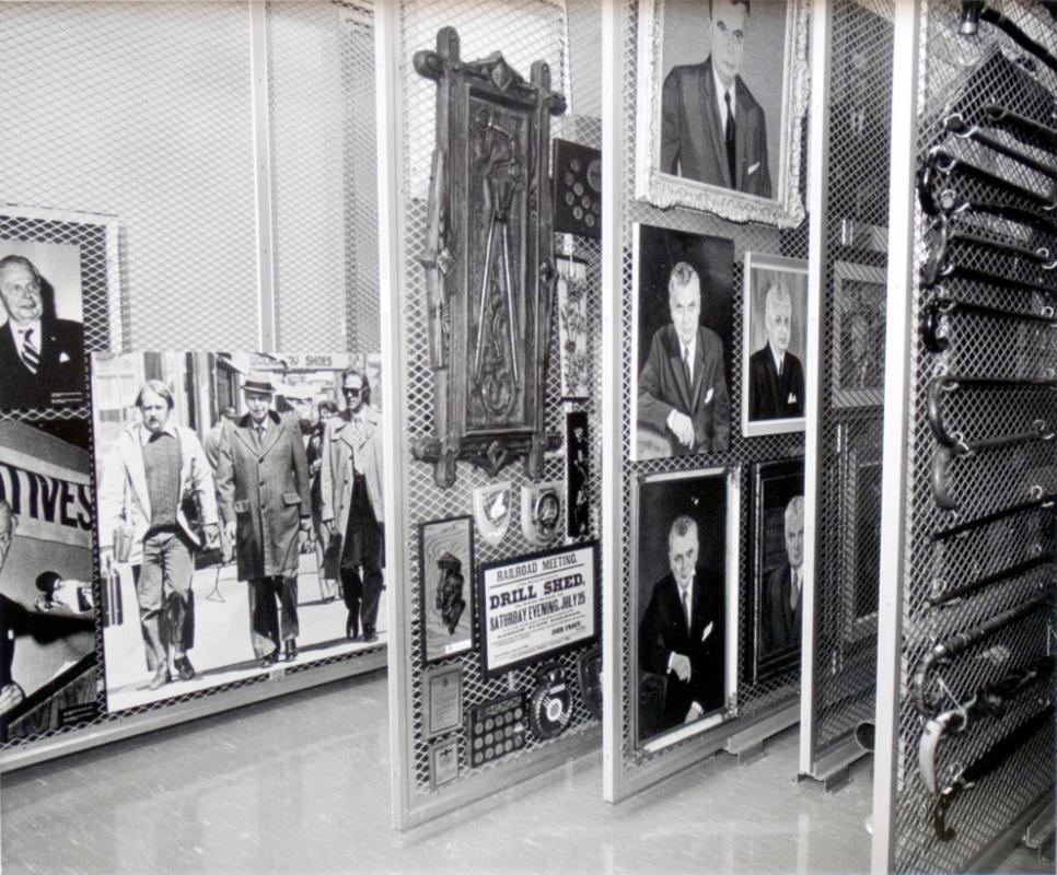 Right Hon. J. G. Diefenbaker Centre, storage racks holding Dief's memorabilia