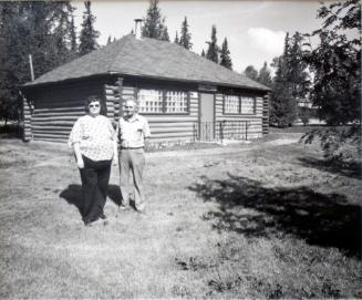 Northern Gateways Museum, Verna and Merv Belquist on Museum Ground, 1981