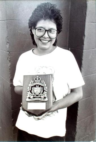 Carrie Lamframboise just after she won an award for community involvement