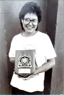 Carrie Lamframboise just after she won an award for community involvement