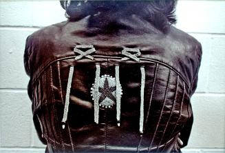 Leather jacket with beadwork