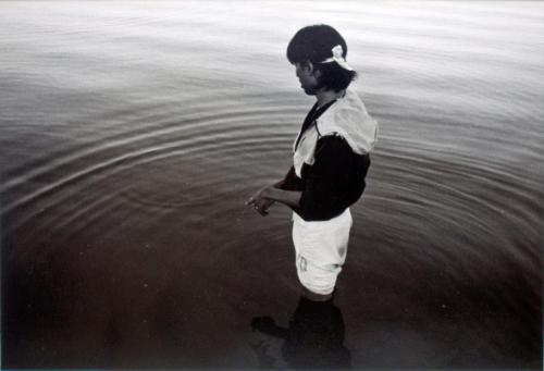Clinton Ahenekew fishing for pickerel at the annual Culture Camp