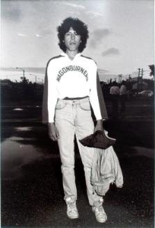 Terry Shingoose wearing a hockey team shirt