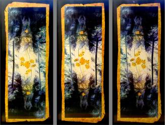 untitled (Three Mirrored Figures with Arms Upraised; Gold Central Enerdy and Gold Frames)
