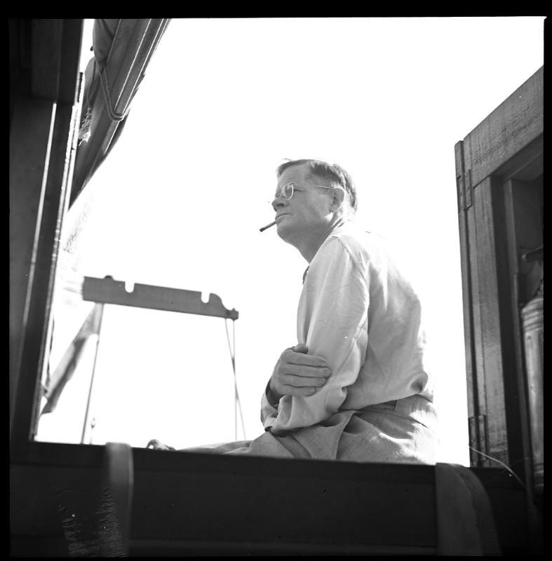 Untitled (L.G. Saunders on deck of boat)