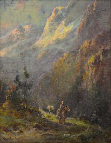 Mountain Scene with Rider (Man on Horseback)