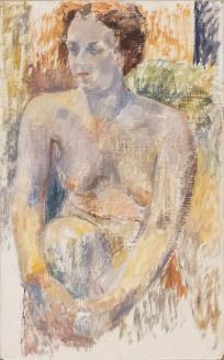 Untitled (nude clasping knee)