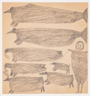 Untitled (animals and figure with dog)