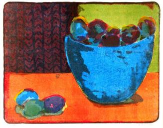 Plums - Blue Bowl