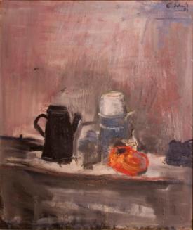 Untitled (still life with pots and red pepper)