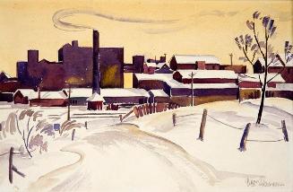 Untitled (road and buildings in winter)