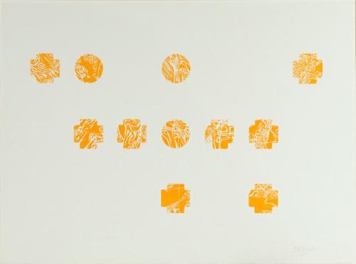 Nineteen - Linoblock with Eleven Forms in Chance Formation